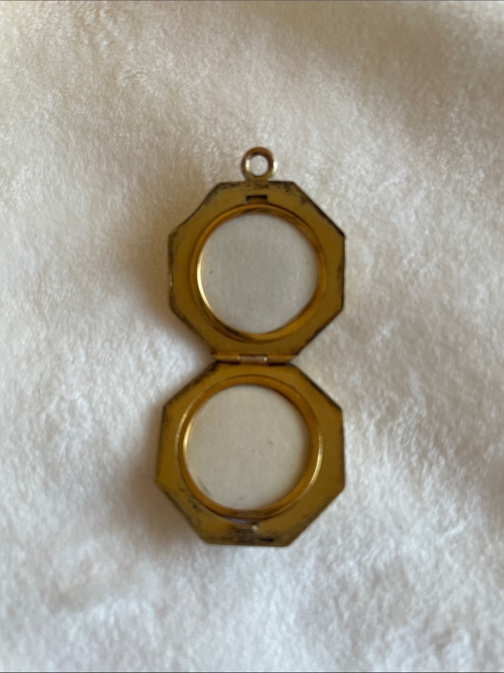 Antique B CO 1/10-14k GF Gold Filled Octagon Tricolor Floral Locket Pendant - Picture 5 of 11
